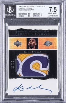 2003-04 UD "Exquisite Collection" Limited Logos #KB Kobe Bryant Signed Game Used Patch Card (#19/75) – BGS NM+ 7.5/BGS 10